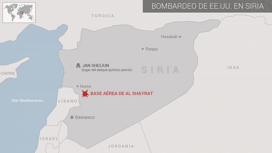 Mapa del bombardeo de Estados Unidos en Siria.