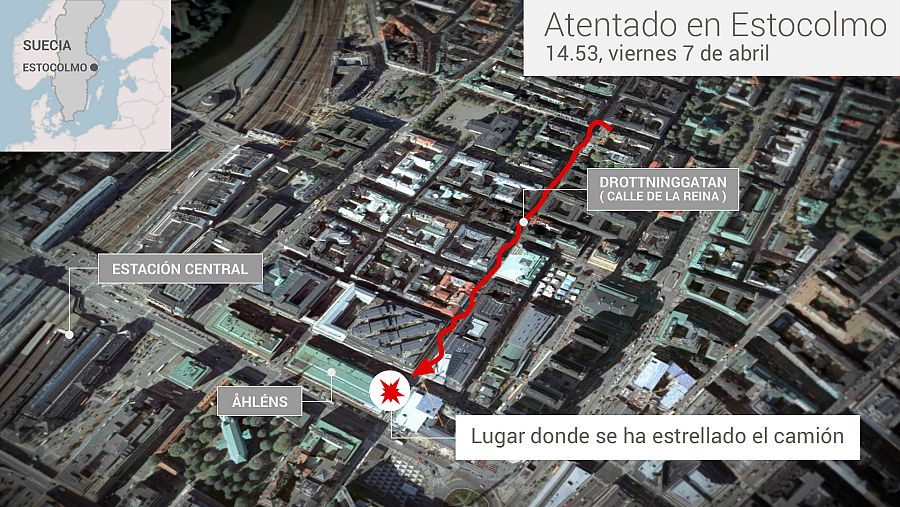 Mapa del atentado de Estocolmo