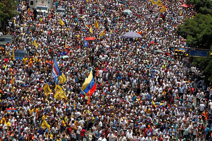 Manifestación opositora en Caracas este sábado