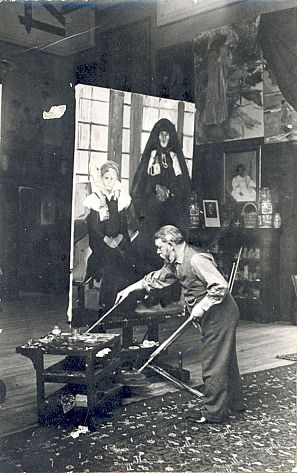 Joaquín Sorolla pinta en su estudio en otoño de 1911