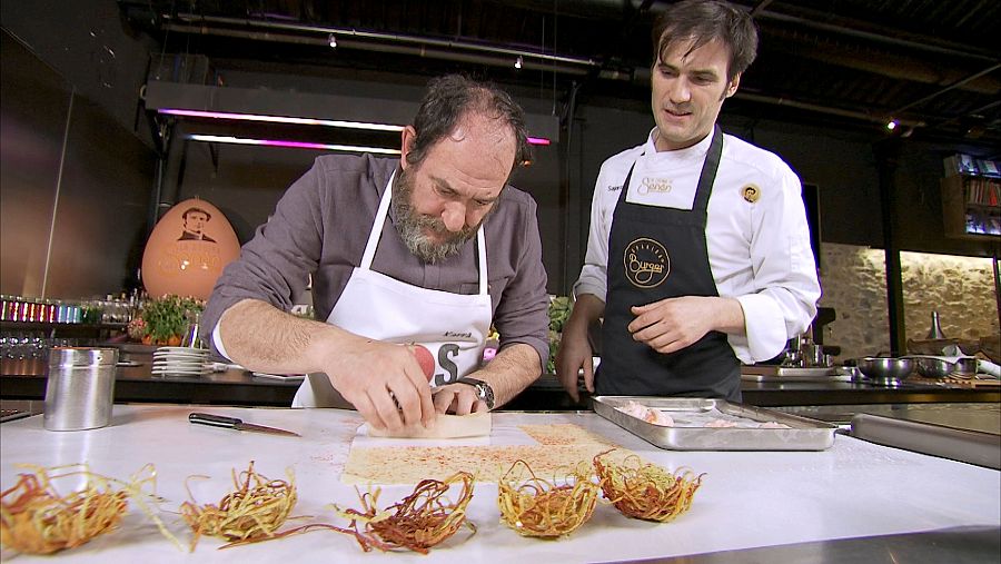 En el restaurante Sagartoki de Vitoria, Senén y Karra se pondrán el delantal para mostrar dos platos elaborados con gallina