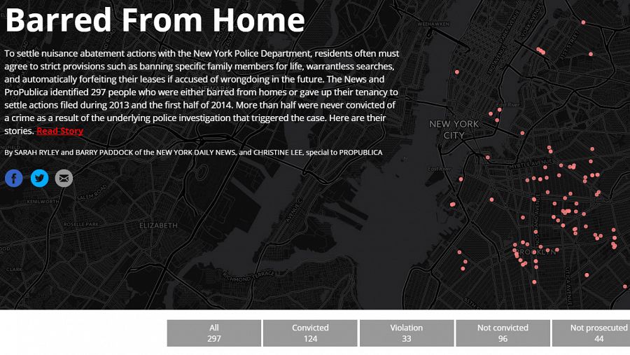 Imagen del interactivo sobre los desahucios en Nueva York que ha ganado el Pulitzer de servicio público