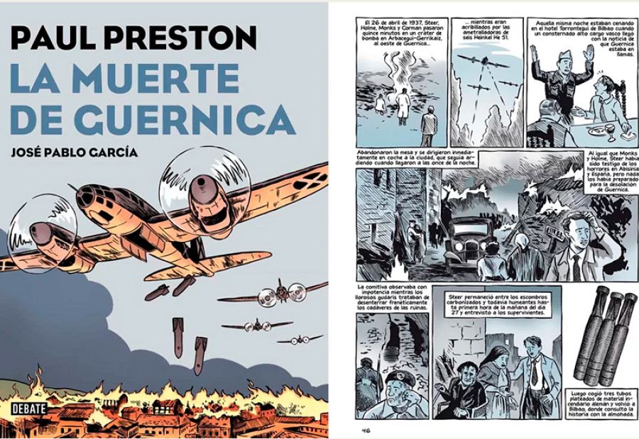 Portada y página de 'La muerte de Guernica''
