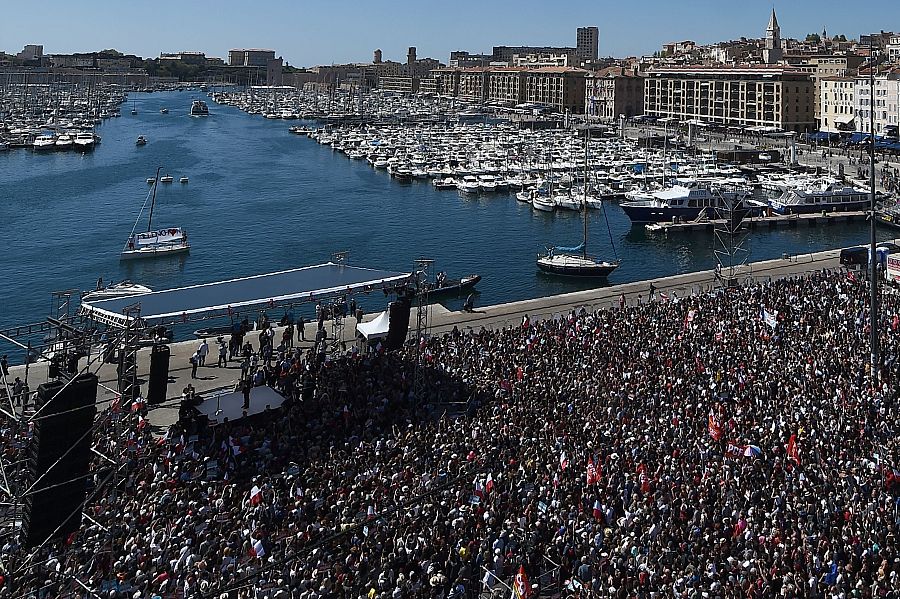 Mitin de Jean-Luc Mélenchon en el puerto de Marsella, el pasado 9 de abril