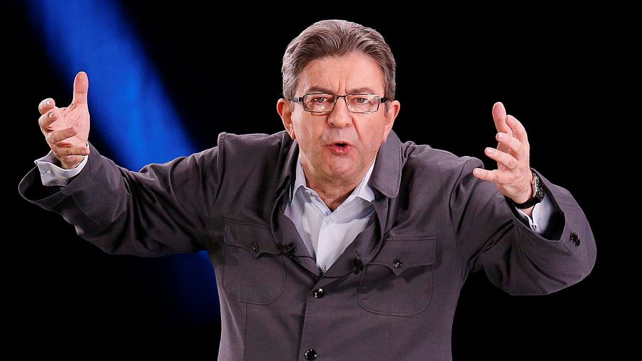 Jean-Luc Mélenchon en un mitin en Dijon