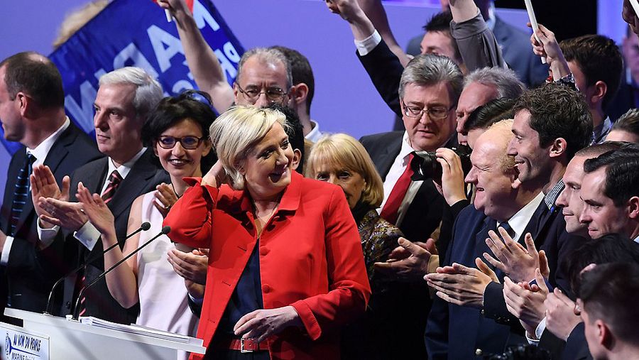 Marine Le Pen, en un mitin de su partido