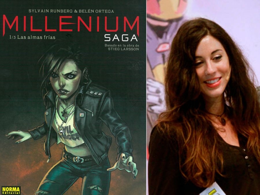 Portada de 'Millenium Saga: Las almas frías' y Belén Ortega
