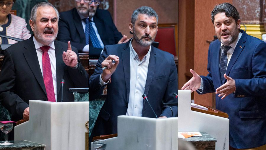 Rafael González Tovar (PSOE), Óscar Urralburu (Podemos) y Miguel Sánchez (Ciudadanos)