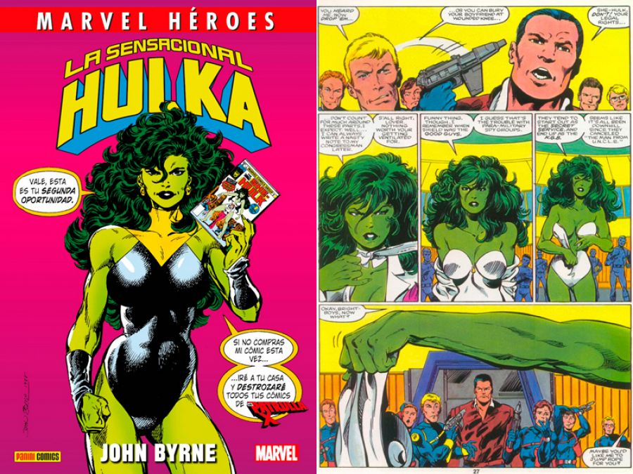 Portada y página de 'Marvel Héroes: La sensacional Hulka'