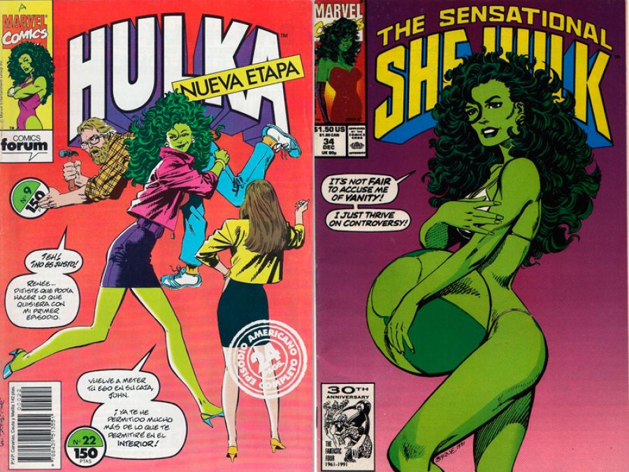 La portada del número con el que Byrne volvió a Hulka y su versión de la famosa portada de Demi Moore embarazada