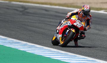 El piloto español de MotoGP Dani Pedrosa durante el Gran Premio de España.