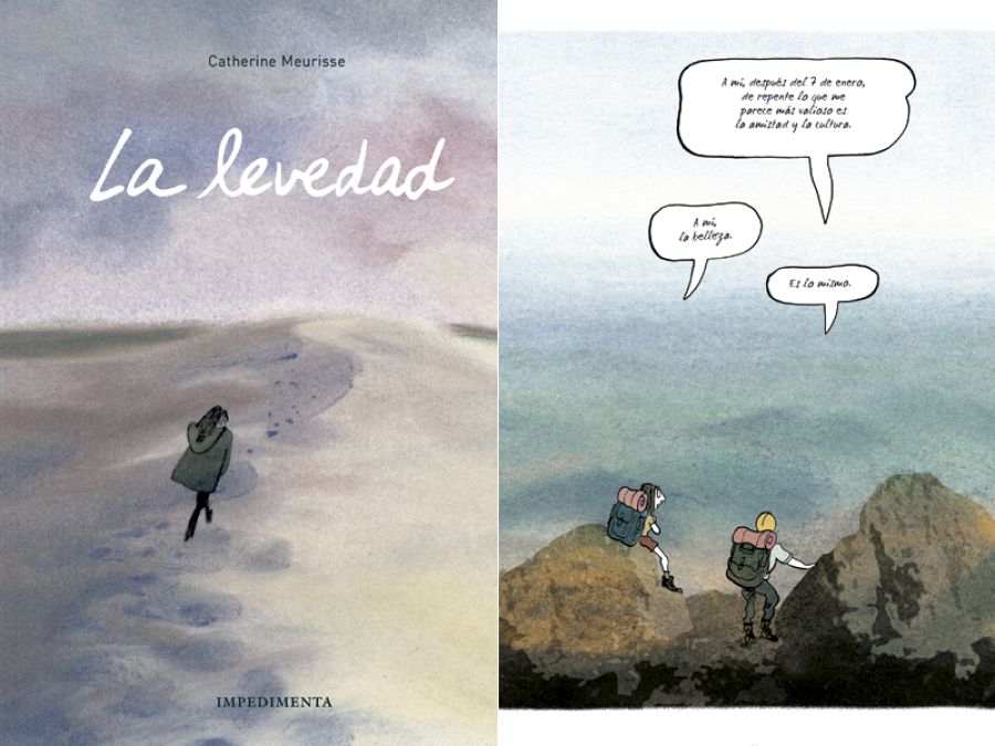 Portada y página de 'La levedad'
