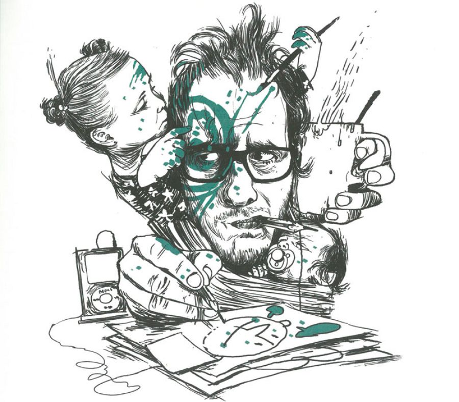 Autorretrato de Oriol Malet junto a su hija Mariona