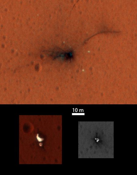Vista del punto de Marte en el que se estrelló Schiaparelli el 19 de octubre de 2016