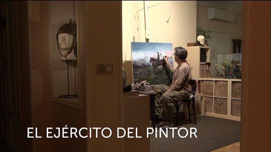El pintor Ferrer-Dalmau en su estudio
