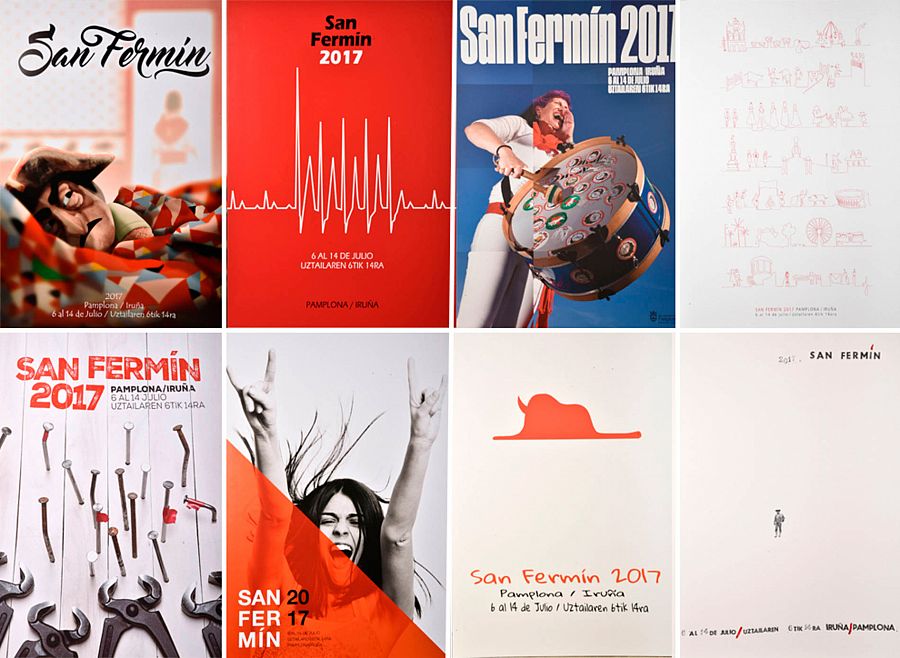Los ocho diseños finalistas para el cartel de San Fermín 2017