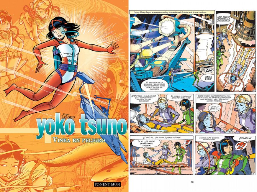 Portada y página de 'Yoko Tsuno. Vinea en peligro'