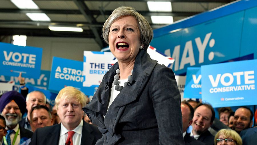 Theresa May, en un acto electoral en el oeste de Londres