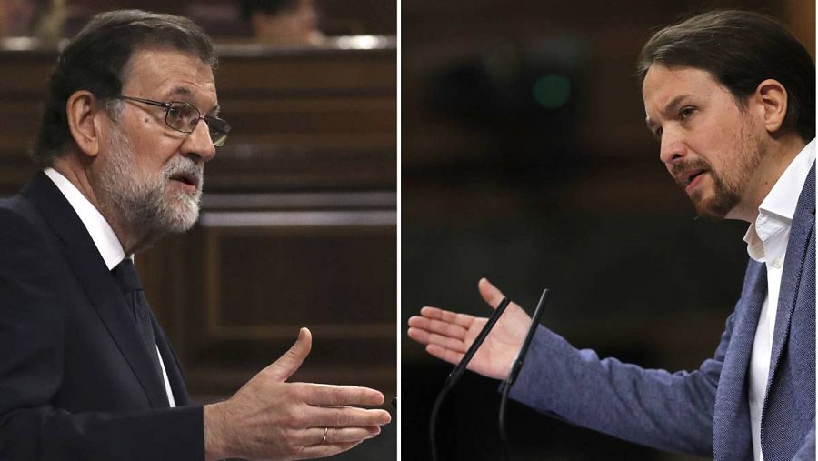 Rajoy e Iglesias, cara a cara en el debate de la moción de censura.