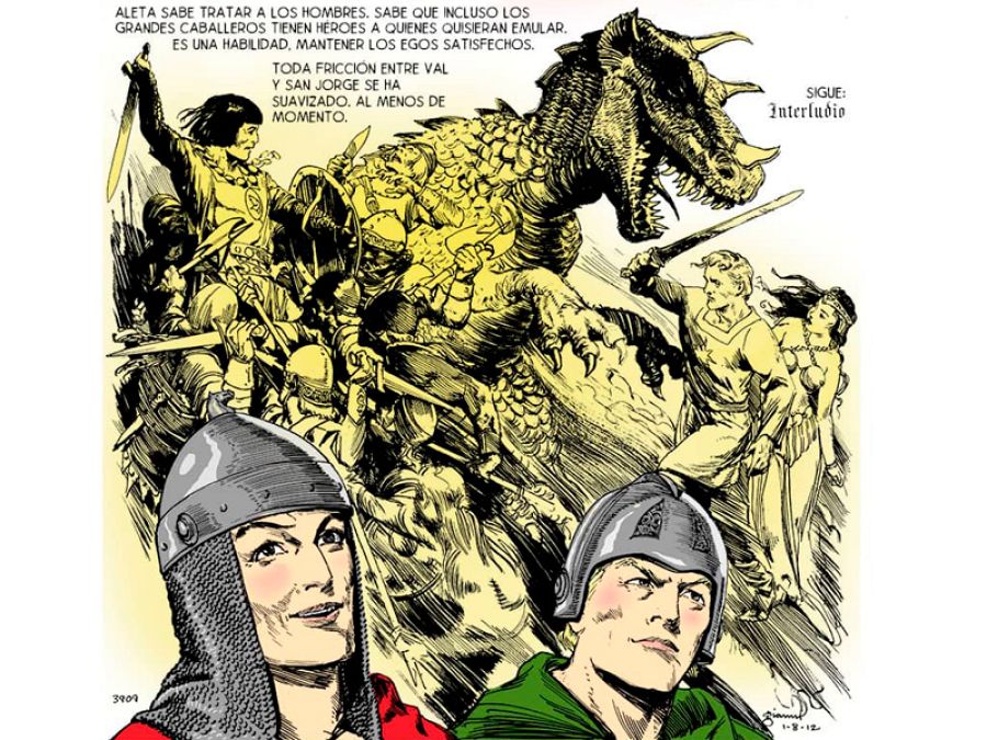 Viñeta en la que aparecen el Príncipe Valiente y Flash Gordon