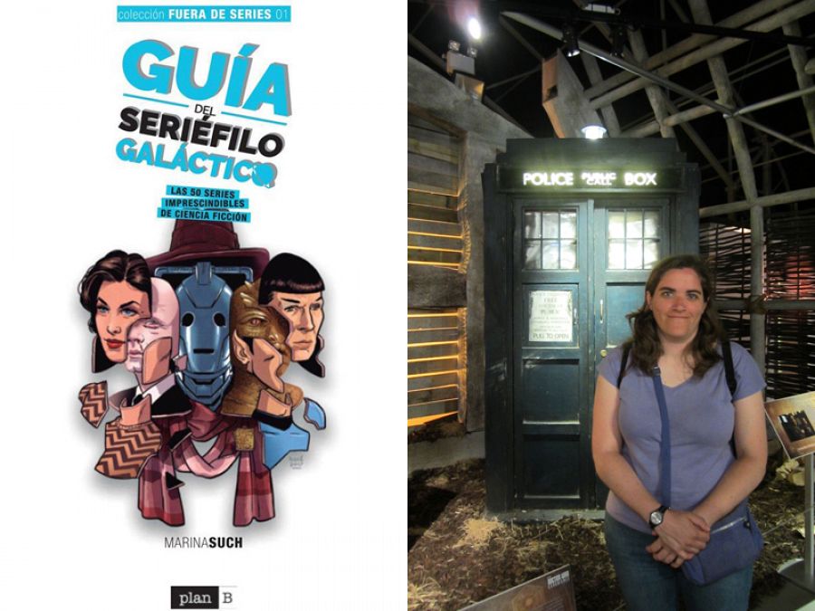 Portada de 'Guía del seriéfilo galáctico' y su autora, Marina Such