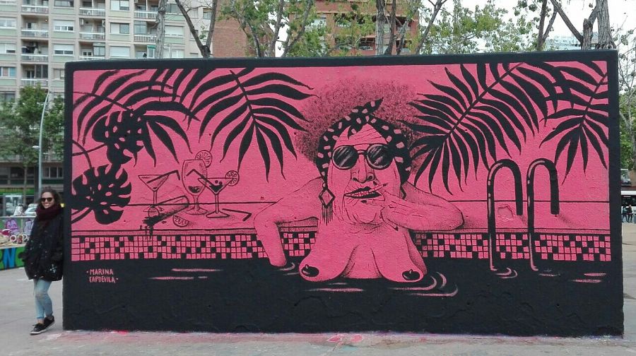 Mural de Marina Capdevila al Parc de les Tres Xemeneies, del Poble Sec de Barcelona