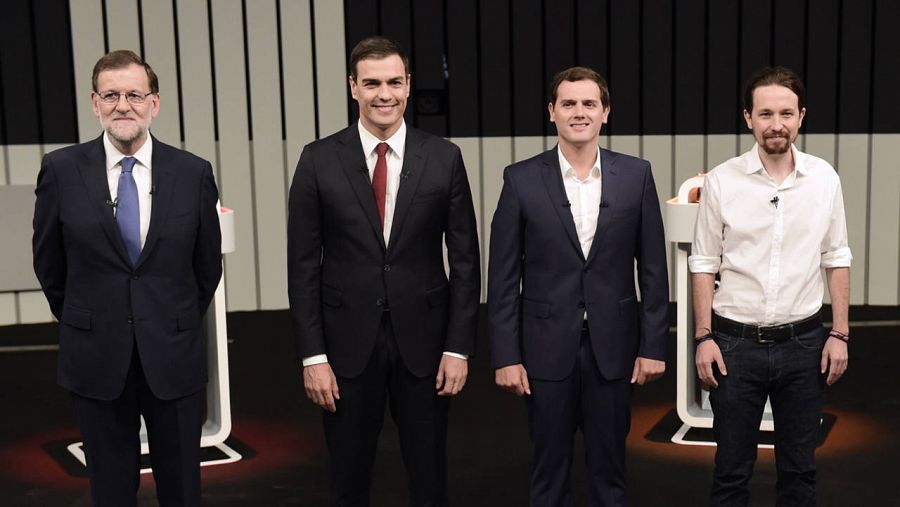 Los líderes de PP, PSOE, Cs y Podemos, en el debate a cuatro de la campaña electoral del 26J