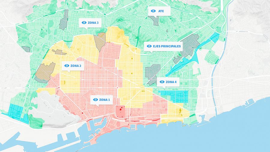 Barcelona ha dividido la ciudad en cuatro zonas para ordenar los alojamientos turísticos / Ayuntamiento de Barcelona