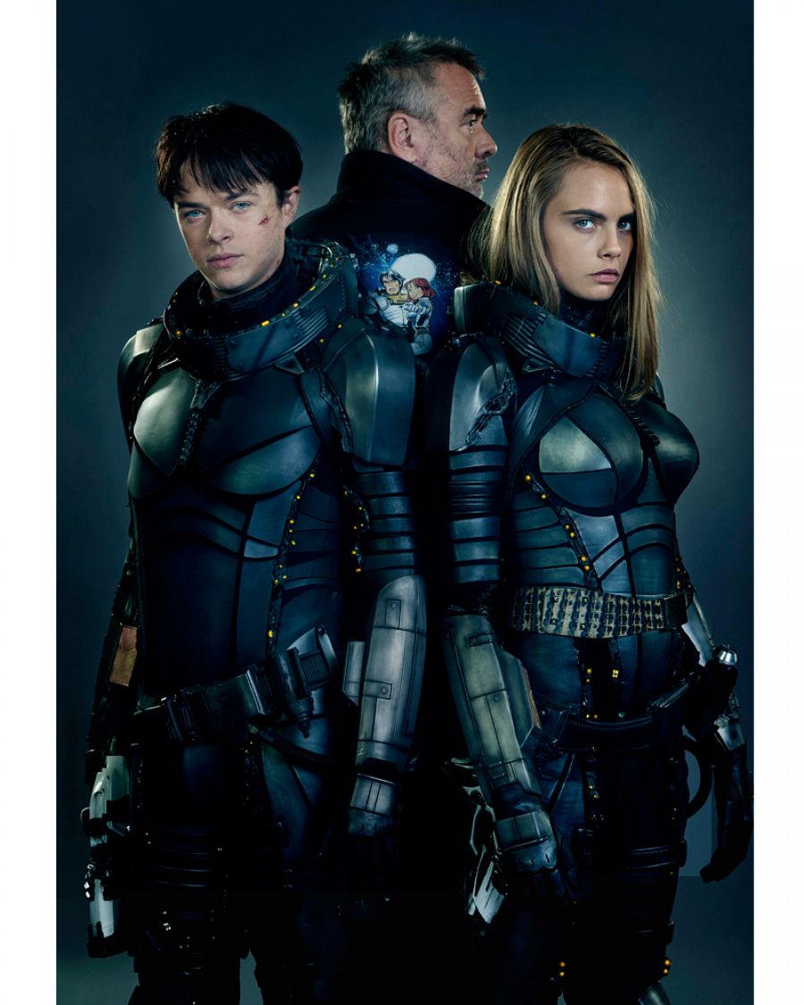 Los protagonistas, Dane Dehaan y Cara Delevigne, con el director, Luc Besson