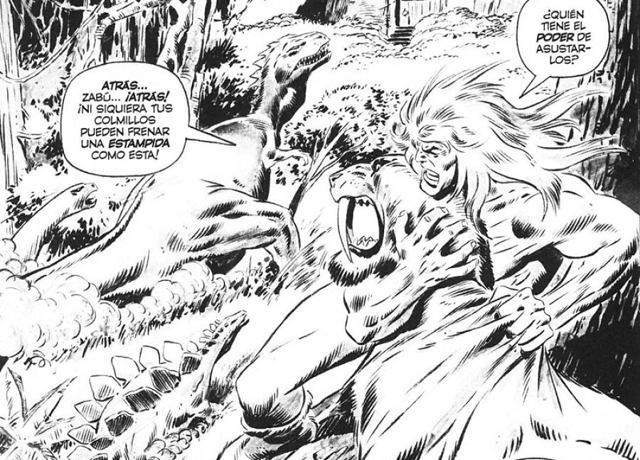 Fragmento de una página de Ka-Zar dibujada por John Buscema