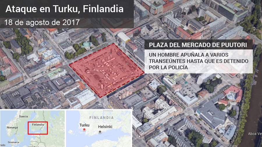 Dos muertos y seis heridos en un apuñalamiento en Finlandia