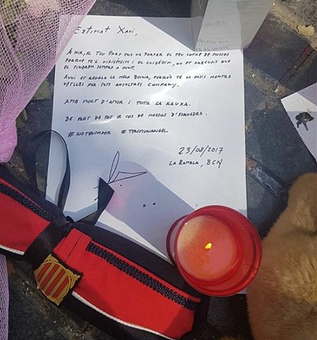 Carta de los Mossos al niño de 3 años que murió en el atentado en Las Ramblas