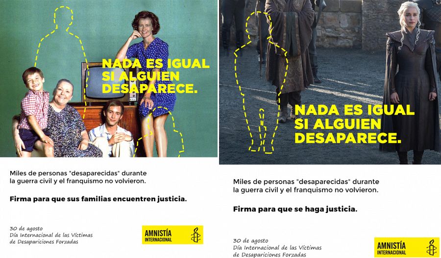 Carteles de la campaña de Amnistía Internacional para denunciar las desapariciones forzosas