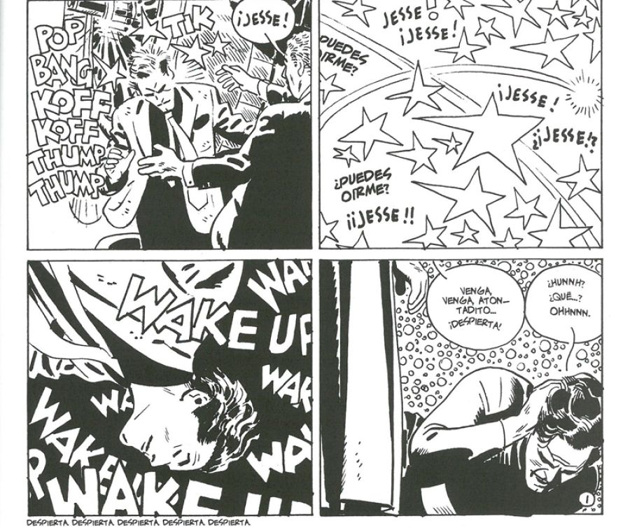 Viñetas de 'Bravo for adventure', de Alex Toth, en el que comprobamos su excepcional uso de las onomatopeyas