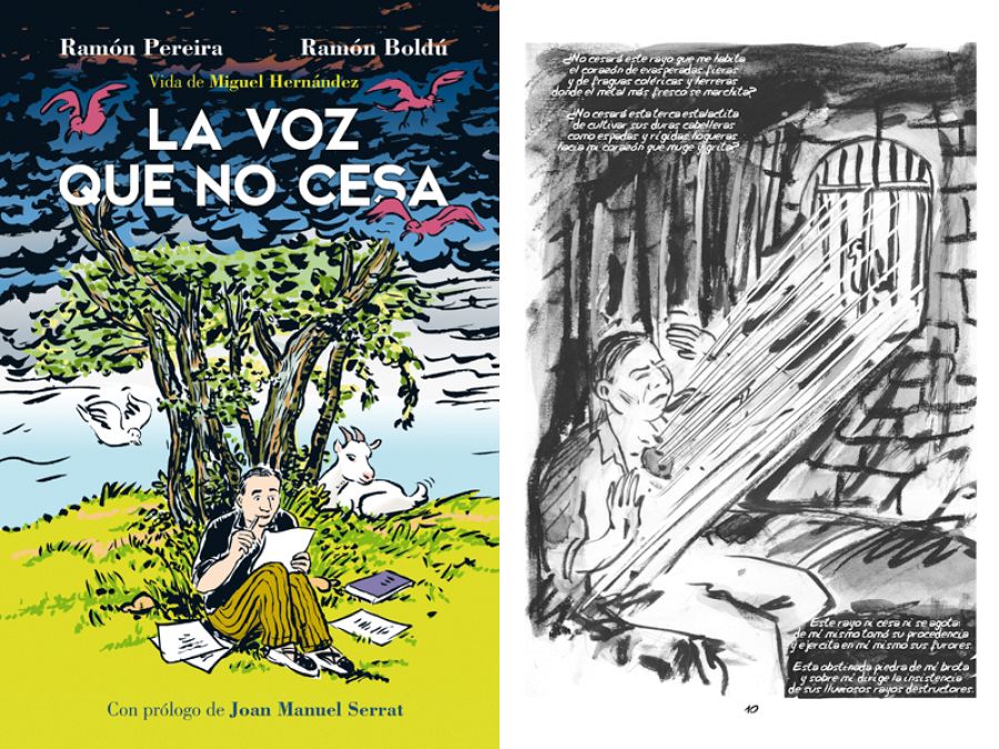 Portada y página de 'La voz que no cesa'