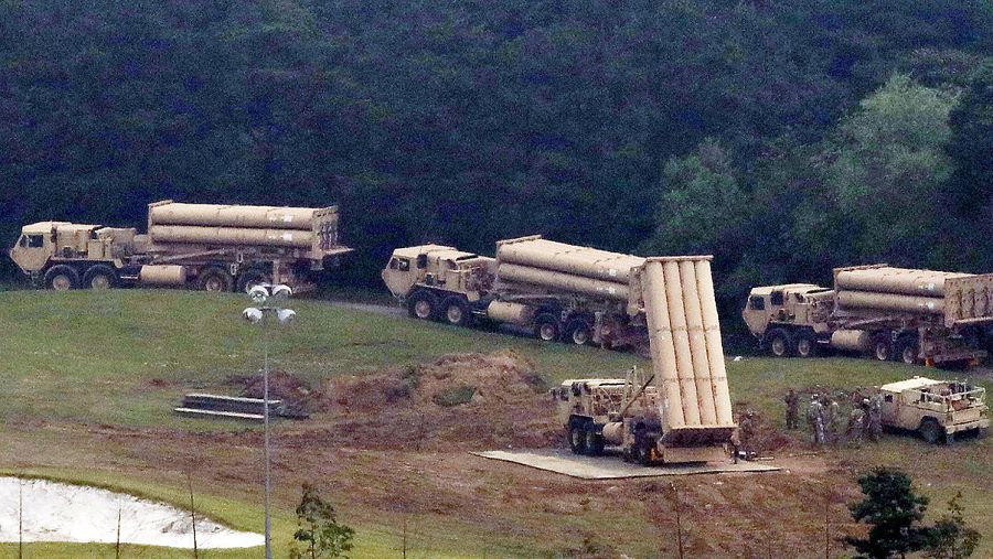 Lanzaderas del escudo antimisiles THAAD instaladas en Seongju, Corea del Sur