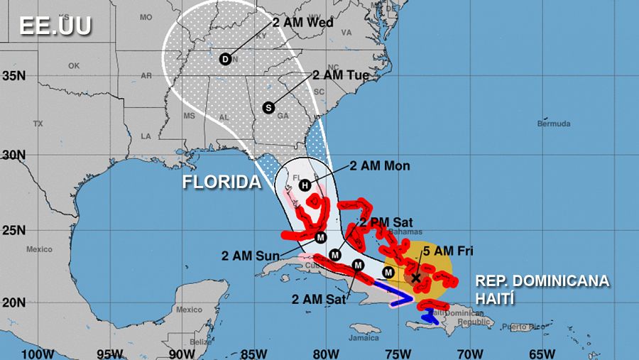 El huracán Irma a su paso por el Caribe en dirección a Florida