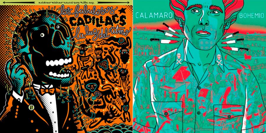 Portadas de discos de Los fabulosos Cadillacs y Andrés Calamaro