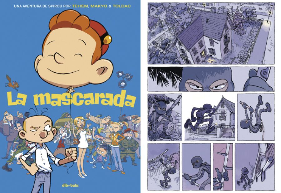 Portada y página de 'La mascarada'