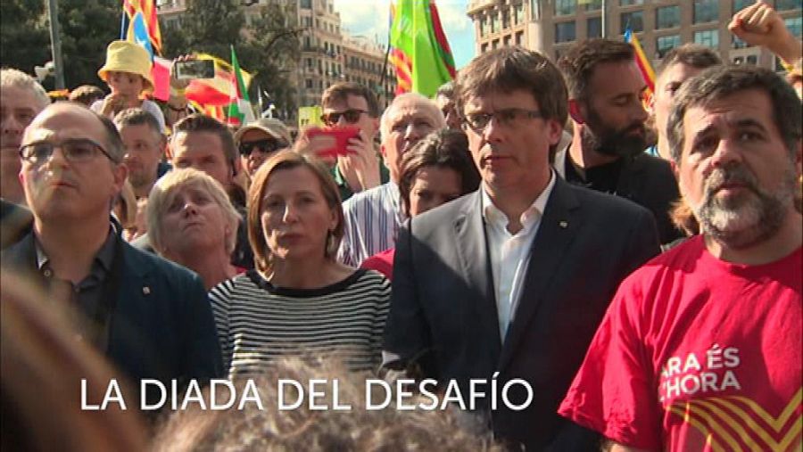 El president Puigdemont durante la Diada