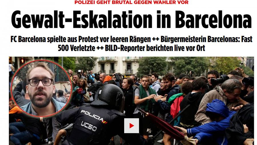 El diario alemán Bild destaca la violencia entre Policía y ciudadanos durante la jornada del referéndum