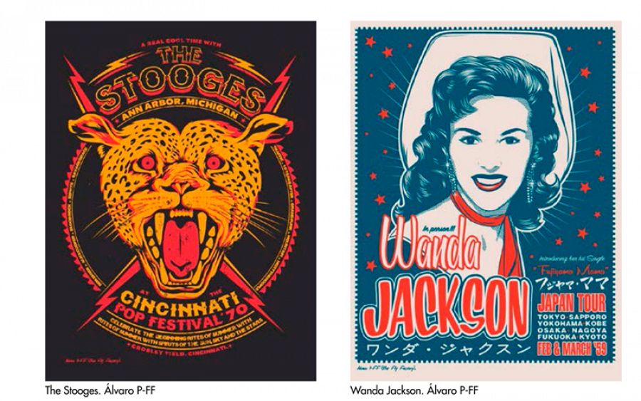 Carteles de The Stooges y Wanda Jackson