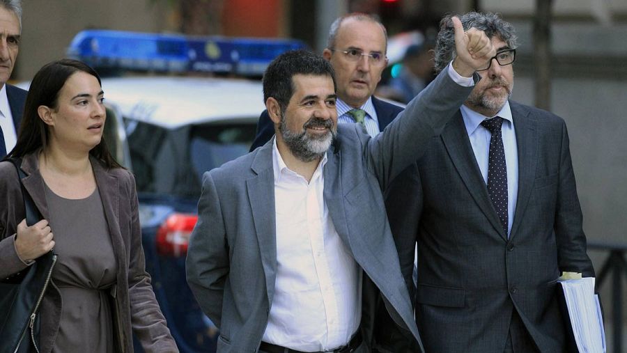 El presidente de Òmnium Cultural, Jordi Sánchez, a su llegada a la Audiencia Nacional.