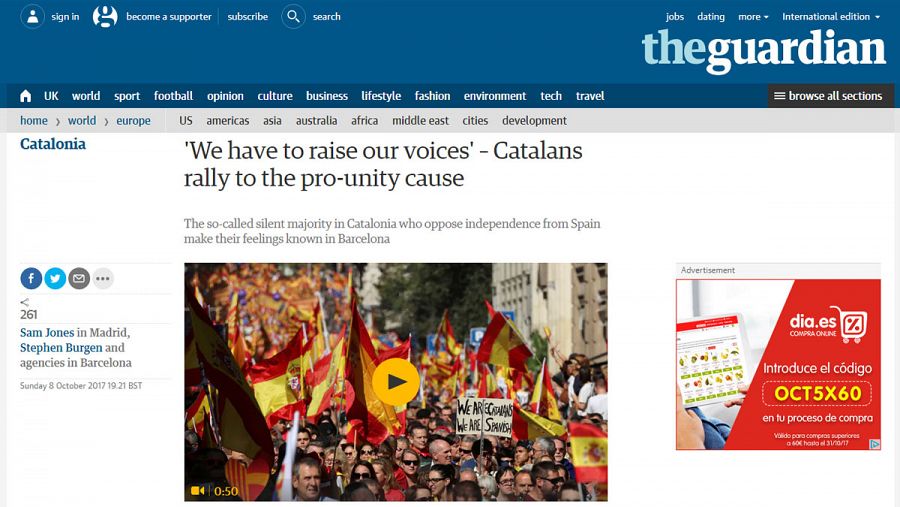 Los partidarios de la unidad alzan la voz, indica The Guardian