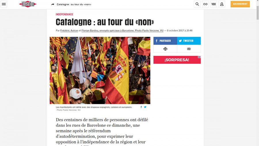 Libération indica que en Cataluña 