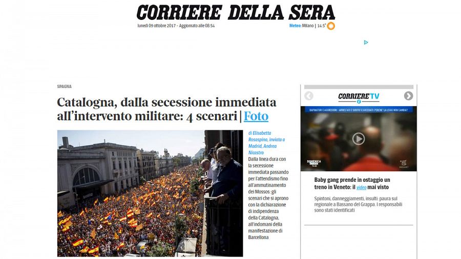 El Corriere della Sera realiza un despliegue gráfico sobre la manifestación