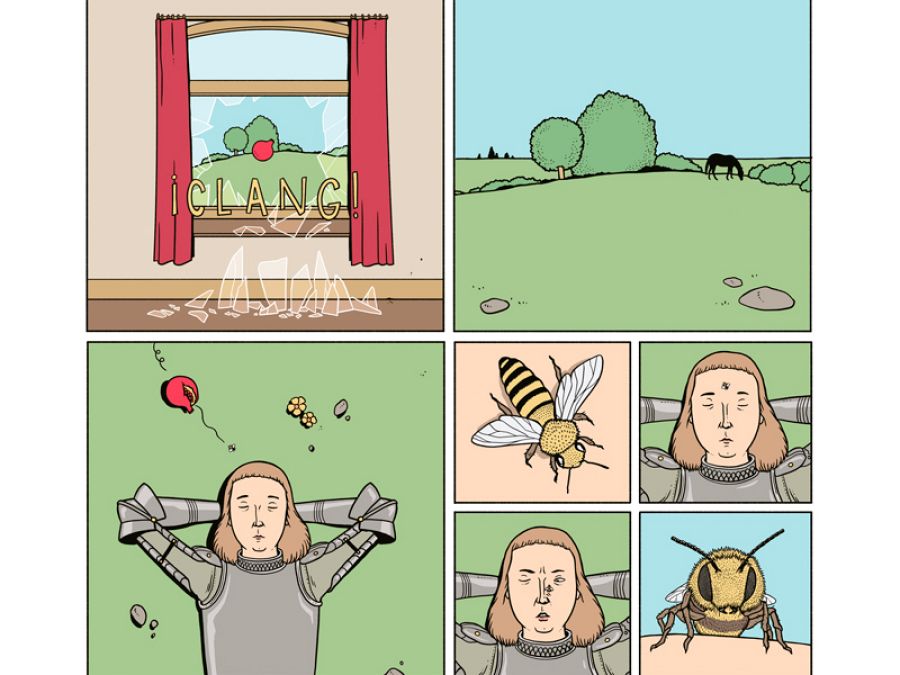 Viñetas inspiradas por 'Sueño causado por el vuelo de una abeja alrededor de una granada un segundo antes del despertar', de Dalí