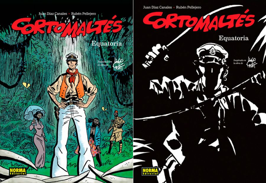 Portadas de las versiones en color y blanco y negro de 'Equatoria'