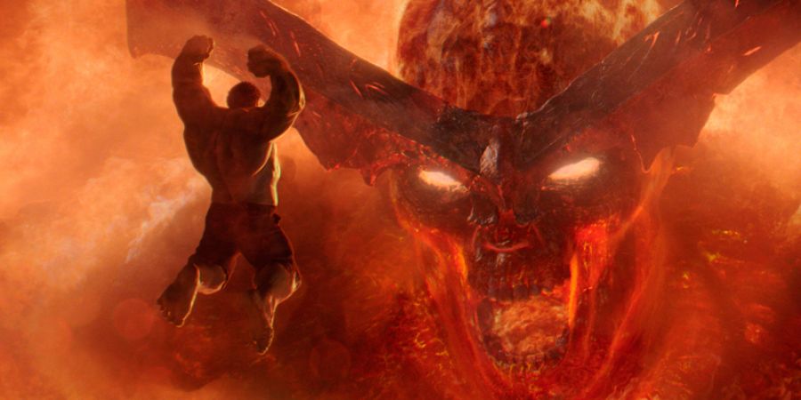 Hulk contra Surtur, el demonio de fuego