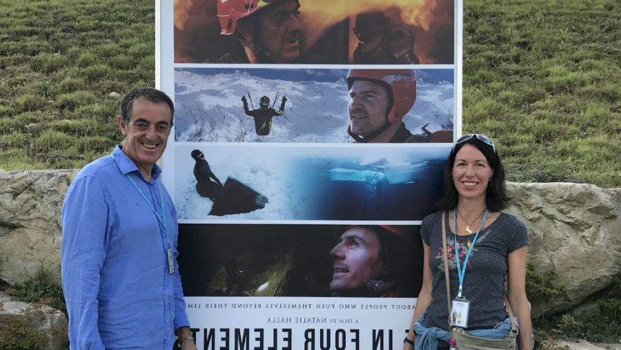 Natalie Halla y Francisco Pérez Rivas en la presentación del documental